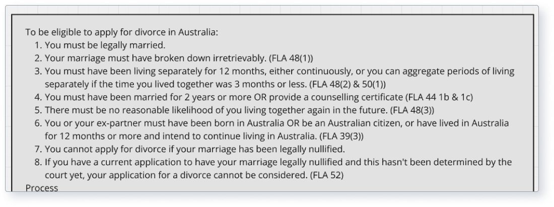 Rules Analysis - Federal Circuit and Family Court of Australia - Rules as Code for divorce eligibility